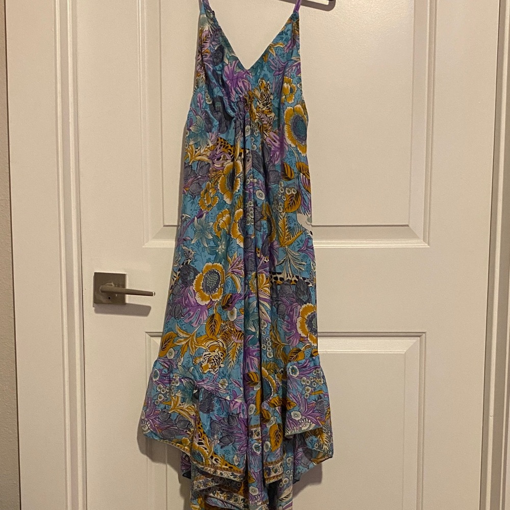Floral V-Neck Maxi Dress in Light blue/teal,  Purple & Mustard animal print